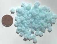 100 3x7mm Milky Light Blue Flower Beads